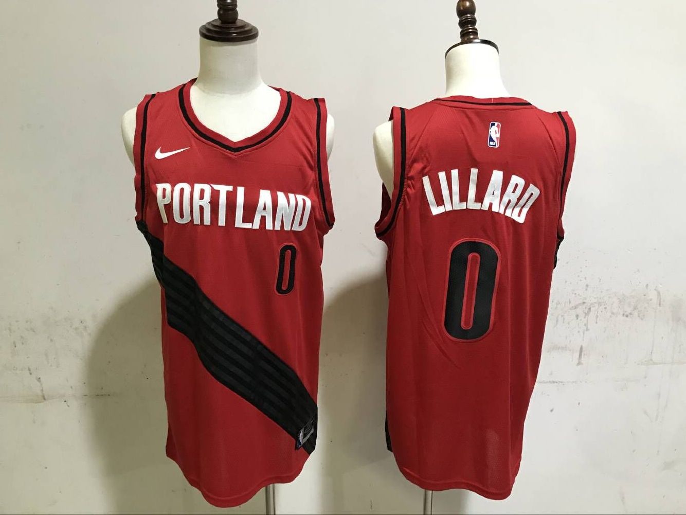 Men Portland Trail Blazers 0 Lillard Red Game Nike NBA Jerseys